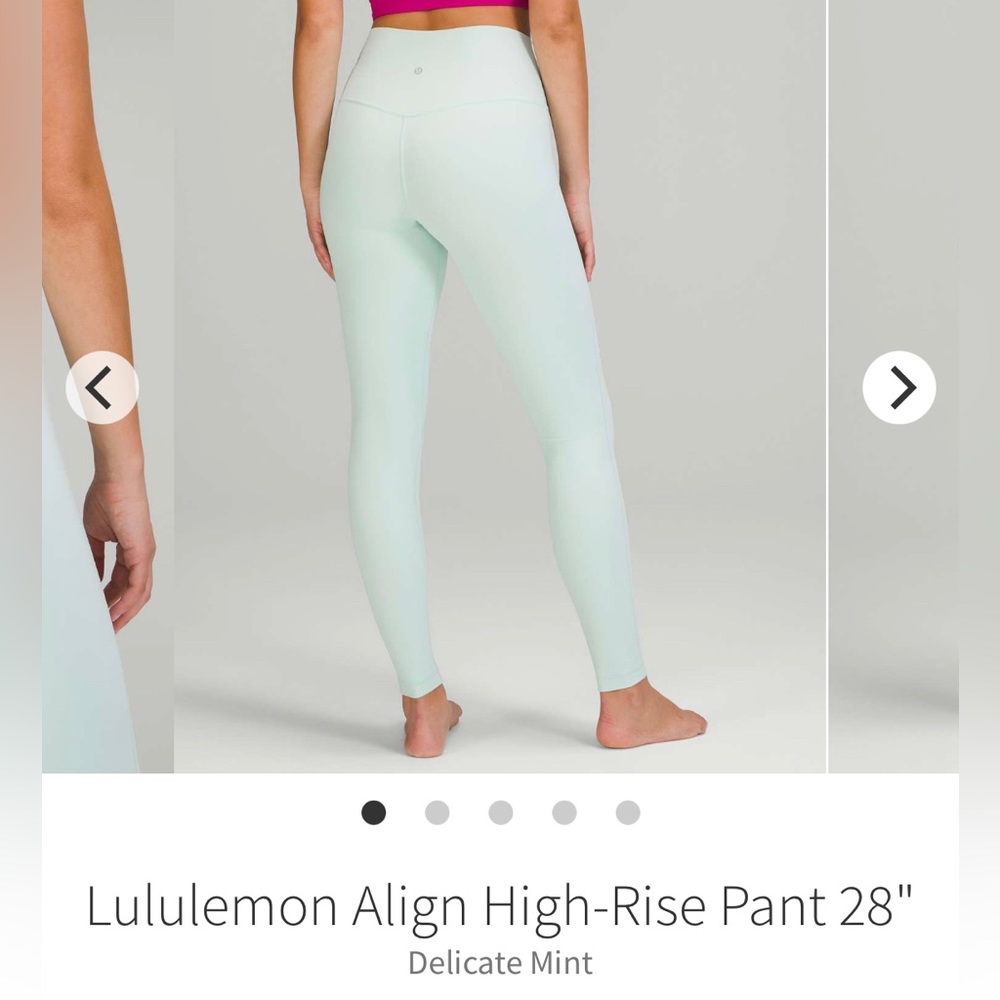 Lululemon HR Align 28” Size 6 Delicate Mint